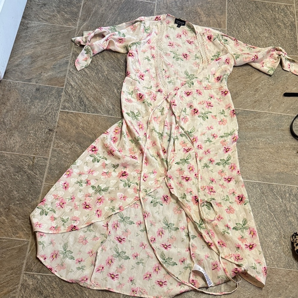 Topshop Pink and Green Floral Dress Coverup